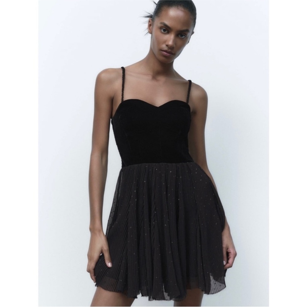 Zara velvet dotted mini dress